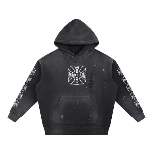 Vintage Washed Frayed Fleece Hoodie